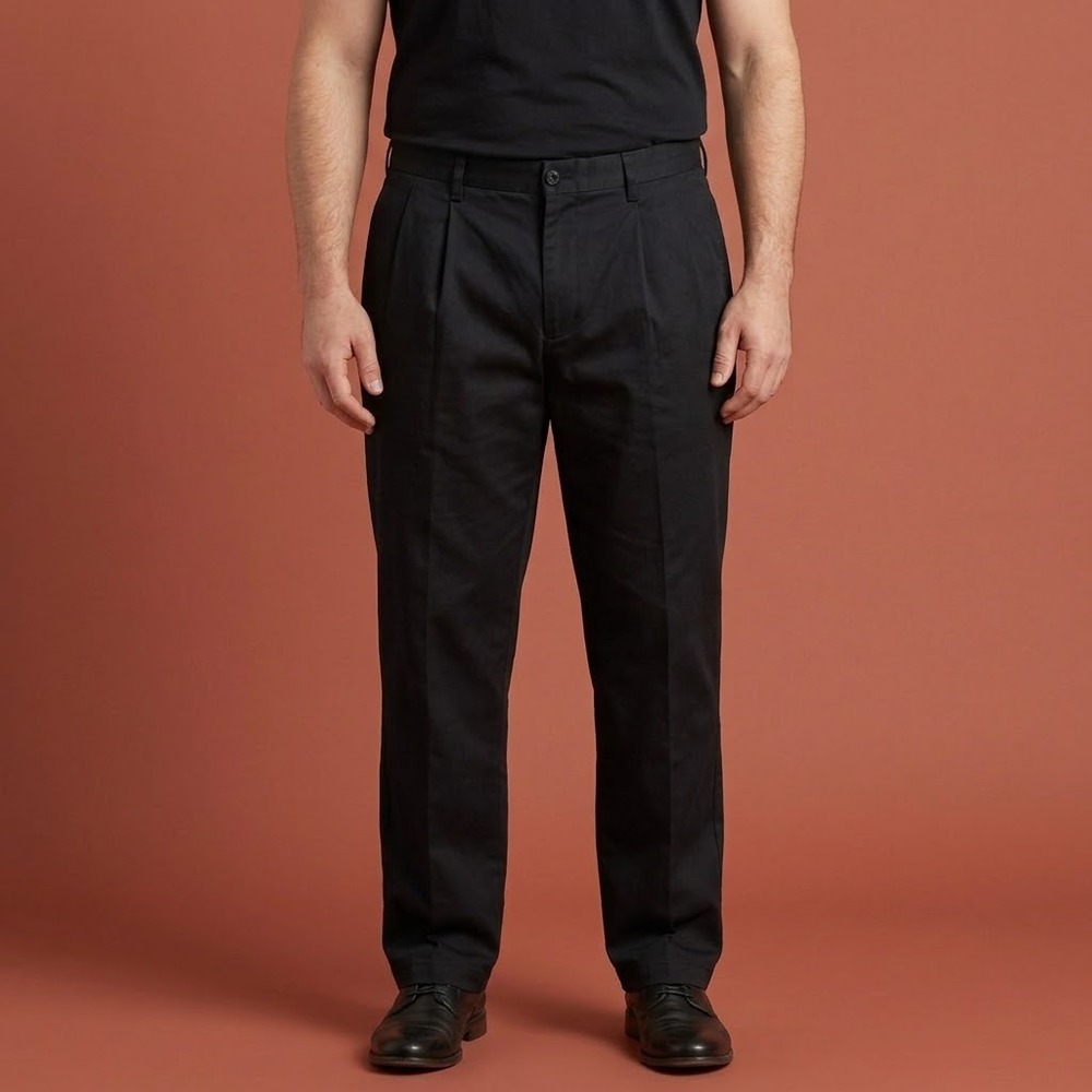 Dockers Classic Fit Pleated Chino Pants Mens 40x30 Black Cotton EUC